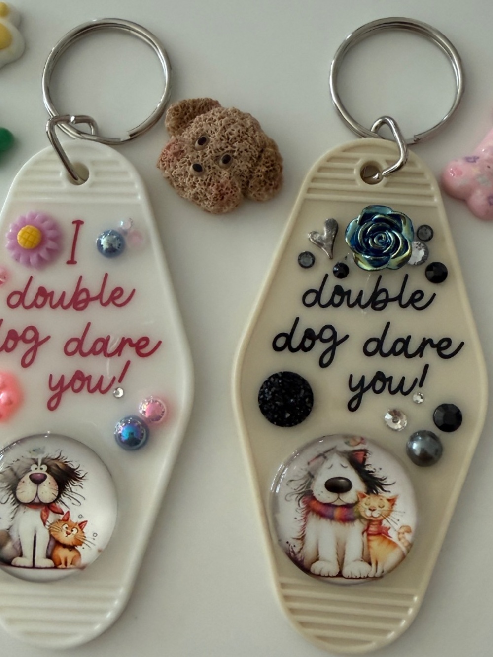 Junk Hotel Motel Keychain - RETRO - Double Dog Dare You - PERSONALIZED